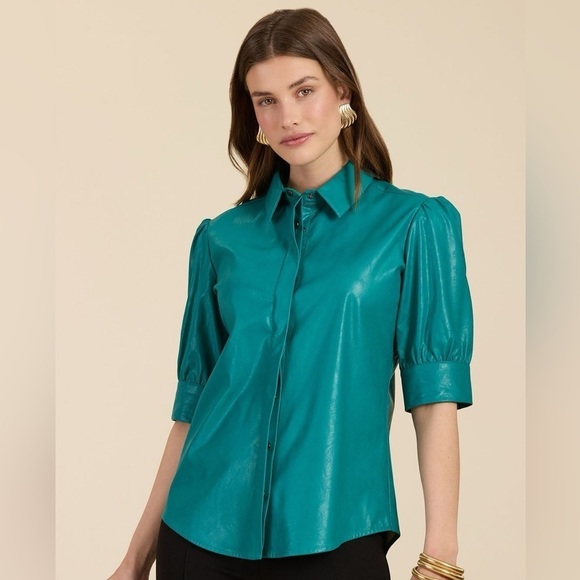 Tyler Boe Tops - Tyler Boe Alice vegan Leather Shirt Deep Lake Size 4